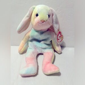 Ty Hippie Bunny Rabbit Tie Dye Retired Beanie Baby Stuffed Animal Plush 8"